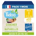 Tidoo - Luiers maat 1 2-5 kg - Milieuvriendelijke en duurzame babyluiers - Wegwerpverzorging met natuurlijke samenstelling - Milieuvriendelijk en gevoelig - Set van 5 x 24 stuks