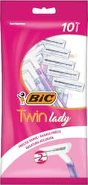 BIC Twin Lady Scheerapparaat voor dames, 10 wegwerpscheerapparaten, elk met 2 roestvrijstalen messen, smalle scheerkop