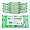 Pura Babydoekjes, 1080 doekjes (18 x 60 doekjes), 100% plasticvrije vochtige doekjes, 99% water, voor de gevoelige huid, biologisch afbreekbaar, biologisch katoen en aloë vera, veganistisch