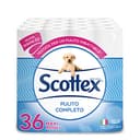 Scottex Pulito Completo Toiletpapier, zacht en duurzaam, met katoenvezels, gemaakt in Italië, 36 rollen Maxi
