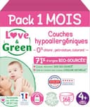 Love & Green - Gezonde en ecologische babyluiers - Maat 4+ (9-20 kg) - 1 maandverpakking (4 stuks = 168 luiers) - Absorberend, anti-lekkage en zonder ongewenste ingrediënten
